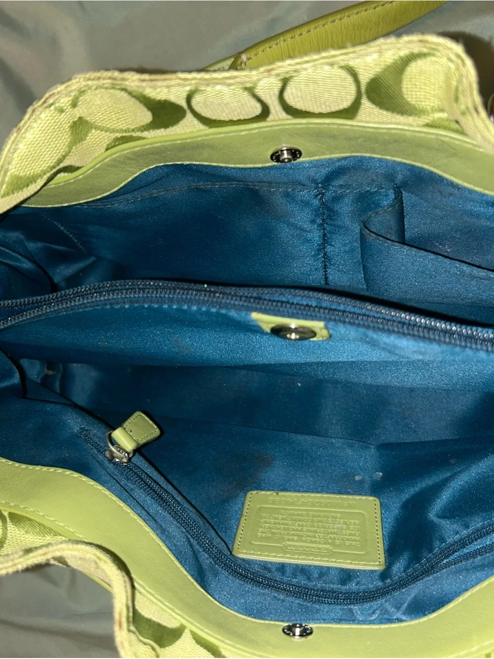 Coach Signature Canvas Shoulder Tote in Lime